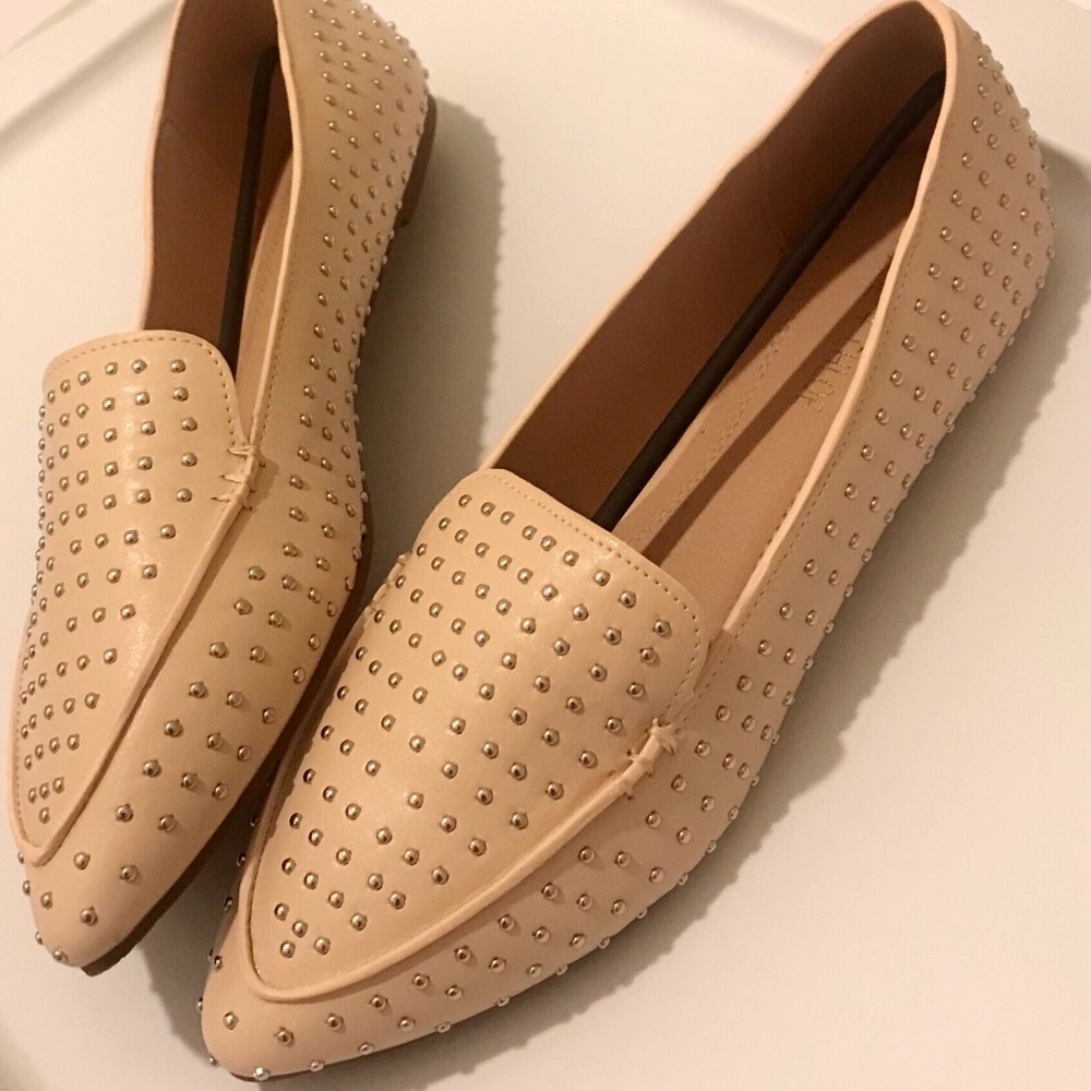 Chase + Chloe nude flats with silver studs